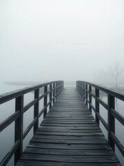 Wooden bridge over a river with dark wood railings, scenic views., river scenery, outdoor decor, wooden beams, wooden bridges