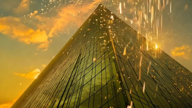 Modern building against sunset sky. Generative AI 4K Video