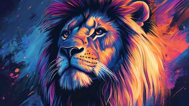Colorful lion to print on t-shirt 4K Video