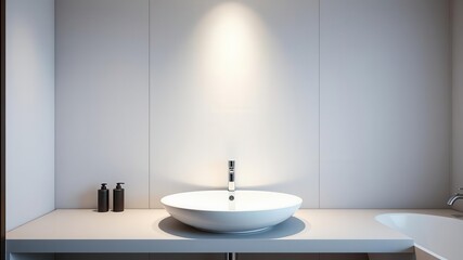 A minimalist bathroom sink with sleek lines and modern design, interior, minimal