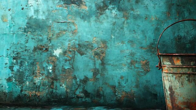 A vintage pail on a blank canvas, separated from surroundings. 4K Video
