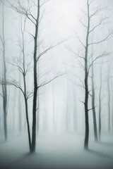 Morning light in a misty forest. AI Generated