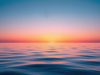 Obraz premium Tranquil seascape with gentle waves and colorful sunset, waves, seascape, horizon, ocean