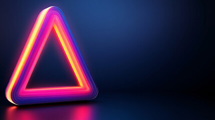 A glowing neon triangle stands out against a dark background, emitting vibrant colors and creating a modern, artistic ambiance.