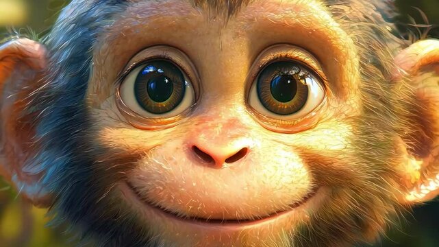 Portrait of a monkey with a cheeky grin 4K Video
