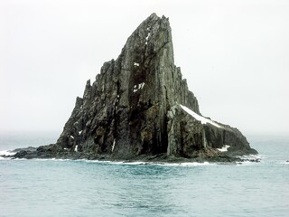 Dramatic Rock Formation in Overcast Ocean - Elephant Island, Point Wild © MVProductions