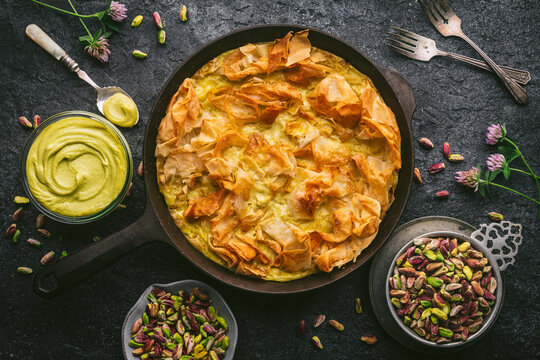 Ruffled Phyllo Pistachio Pie
