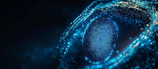 Close-up of a finger with a glowing digital fingerprint overlay, symbolizing biometric security and technology. , isolated on white background,  , copy space, copy space for text,