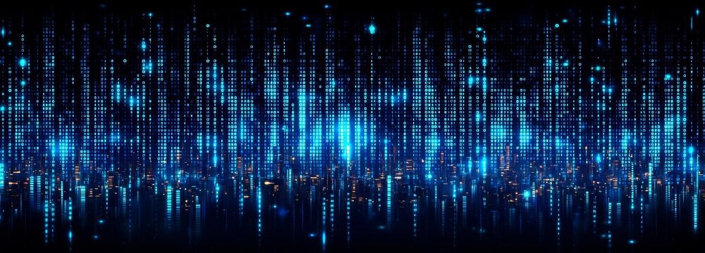 Binary computer code. Blue matrix of zeros and ones. Abstract digital background. Vector Illustration. , isolated on white background,  , copy space, copy space for text,
