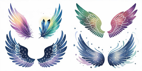 Watercolor illustration of five different types of flowers