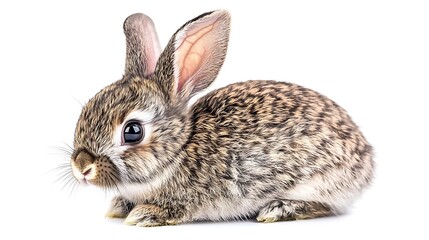 Fototapeta premium Plush little rabbit rendered in delicate watercolor, set against a transparent background.