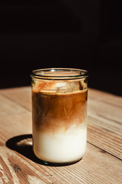 Iced coffee in a glass.