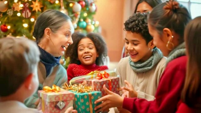 Family Celebrating Christmas, Famille c&eacute;l&eacute;brant No&euml;l, Familie feiert Weihnachten, Famiglia che celebra il Natale, Fam&iacute;lia celebrando o Natal, Семья празднует Рождество, 庆祝圣诞节的家庭, クリスマスを祝う家族, عائلة تحت