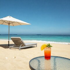Turquoise Shoreline with Refreshing Citrus Cocktail