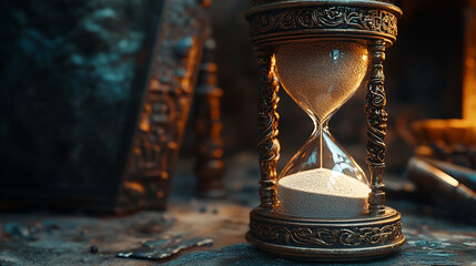 Ancient hourglass with ornate details