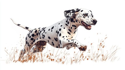 Dalmatian running on grass in full image  AR 169