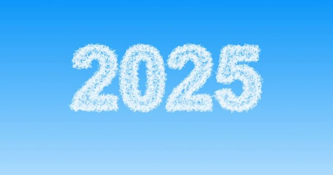 The numbers 2025 are assembled from white particles and lines on a blue background