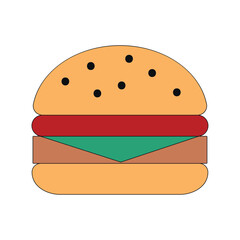 Classic burger with sesame seed bun, Vector