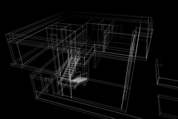 house building architecture 3d rendering