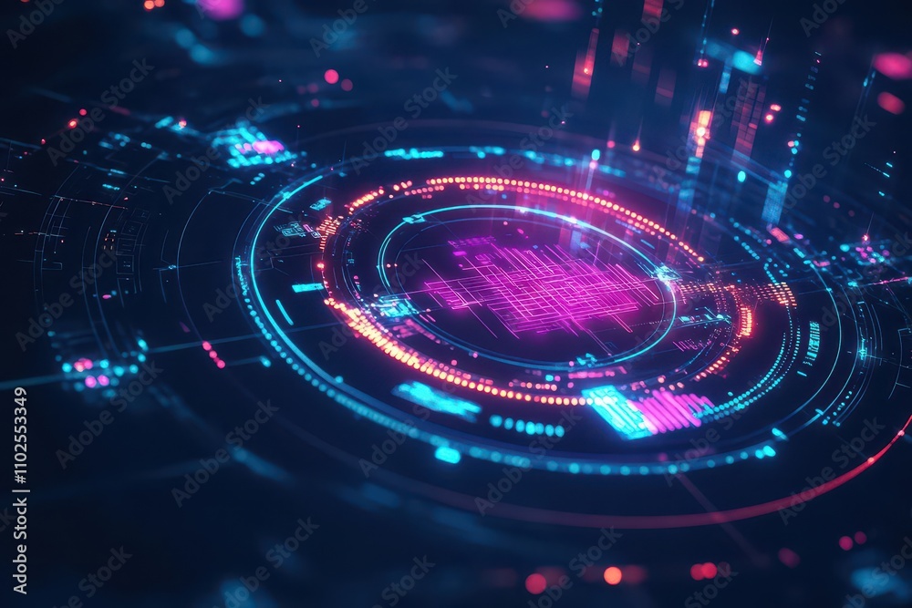 Aufkleber Digital representation of AI learning algorithms, complex data visualizations with glowing geometric patterns, techinspired