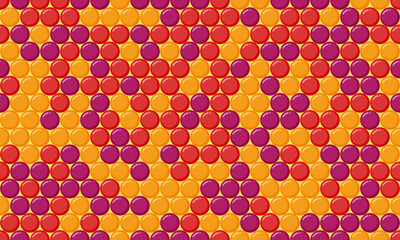 Seamless dotted pattern with colorful circles, ideal for textile fabrics, wallpaper, or abstract backgrounds. A trendy geometric design for creative decor.