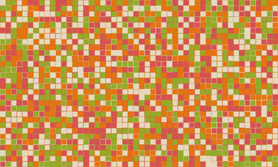 Fototapeta premium Trendy mosaic-style pattern with structured geometry. A vibrant, colourful grid design ideal for cover art, fabric, or creative posters.