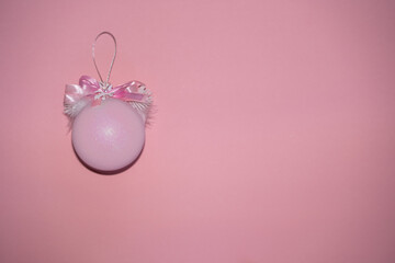 blue christmas bauble ball on blue background. Boy or girl? gender reveal party, blue and pink...