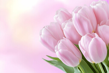 Fototapeta premium Delicate Pink Tulips, A Soft Floral Bouquet Background Image