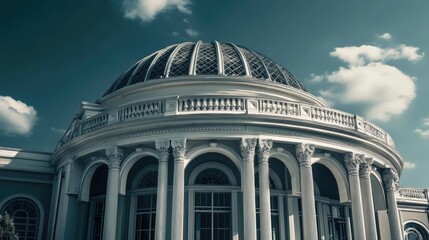 Elegant Architectural Dome with Columns Against a Cloudy Sky