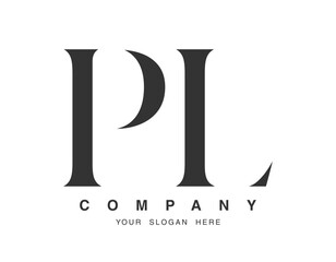 PL logo design. Initial letter p and l serif font style. Creative classic company name typography. Trendy logotype or identity.