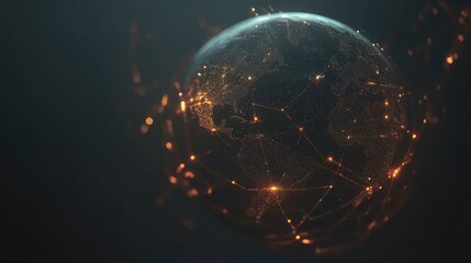 Obraz premium Digital World Network Visualization with Glowing Connections