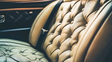 Obraz premium Luxurious Car Interior with Plush Tan Leather Upholstery and Design