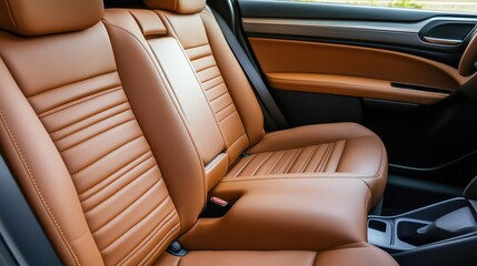 Luxurious Tan Leather Car Seats with Modern Interior Design