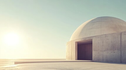 Fototapeta premium Minimalist Concrete Structure Under Soft Light at Sunset