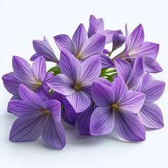 Small Purple Oxalis Flowers with Triangular Petals on White Background