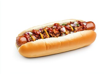 A hot dog with ketchup and mustard on it