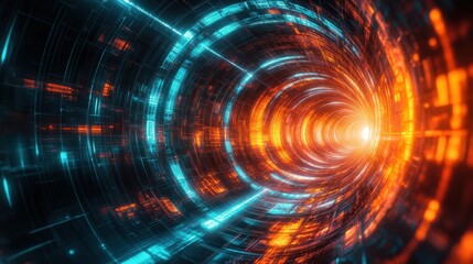 Abstract glowing neon swirls in vibrant magenta teal and orange hues