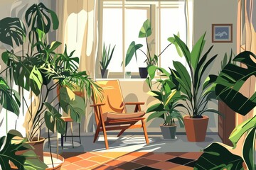 Fototapeta premium Cozy interior decor vector elements, hand-drawn house plans.