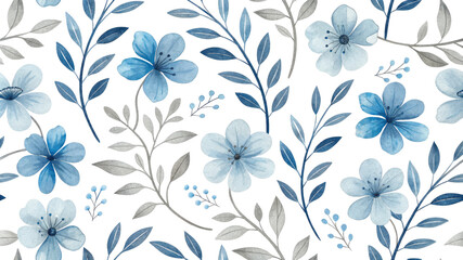 Watercolor Blue Floral Seamless Pattern Isolated on White Background, Botanical Illustration, Hand-painted Design, Flower Composition

Watercolor, Floral, Seamless, Pattern