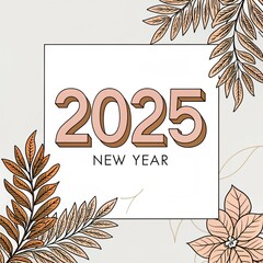 Tipografía línea logotipo de 2025 año nuevo celebración plantilla cuadrada