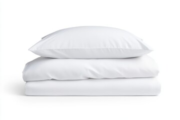 A white pillow and a white sheet are stacked on top of each other
