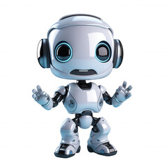 Humanoid Robot Toy 3D Rendering with Headset - Friendly Android Character for Toys or Decor