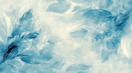 Obraz premium Soft blue feather design, abstract background.