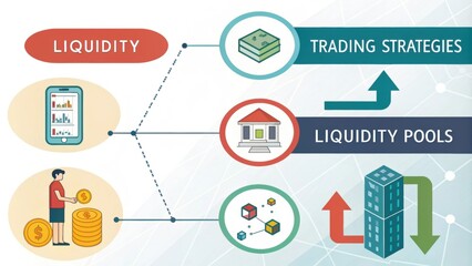 An animated infographic depicting the flow of assets between decentralized exchanges illustrating liquidity and trading strategies.