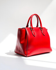 red bag with handles on white background 