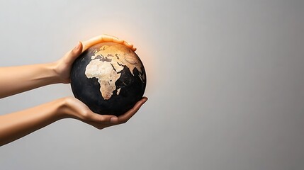 A vibrant, interconnected globe showcasing diverse cultures and landscapes, symbolizing unity and harmony among people. The globe is surrounded by hands of different skin tones, gently cradling 