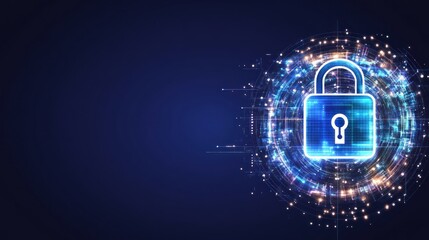 A digital lock symbolizing cybersecurity and data protection in a high-tech environment.