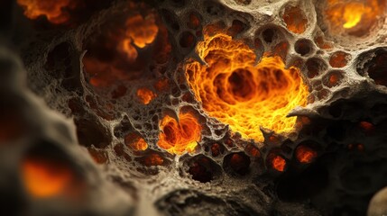 Glowing Lava Rock Abstract Volcanic Texture