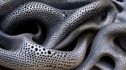 Abstract Metallic Sculpture With Perforated Surface