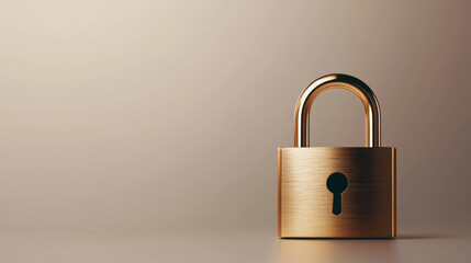 Fototapeta premium Golden padlock with sleek design, symbolizing security and protection. smooth surface reflects light beautifully, creating elegant appearance